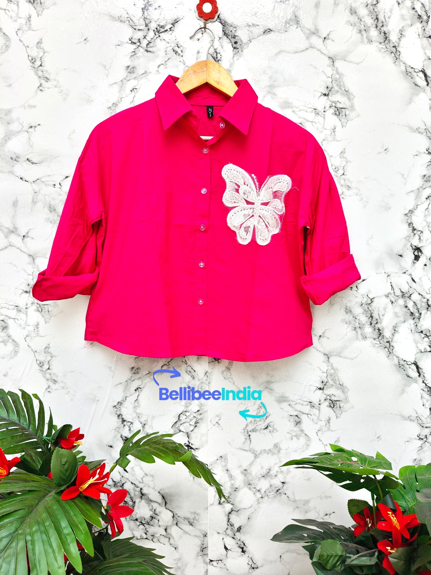 Butterfly patch work crop shirts | Summer look | cotton shirts
