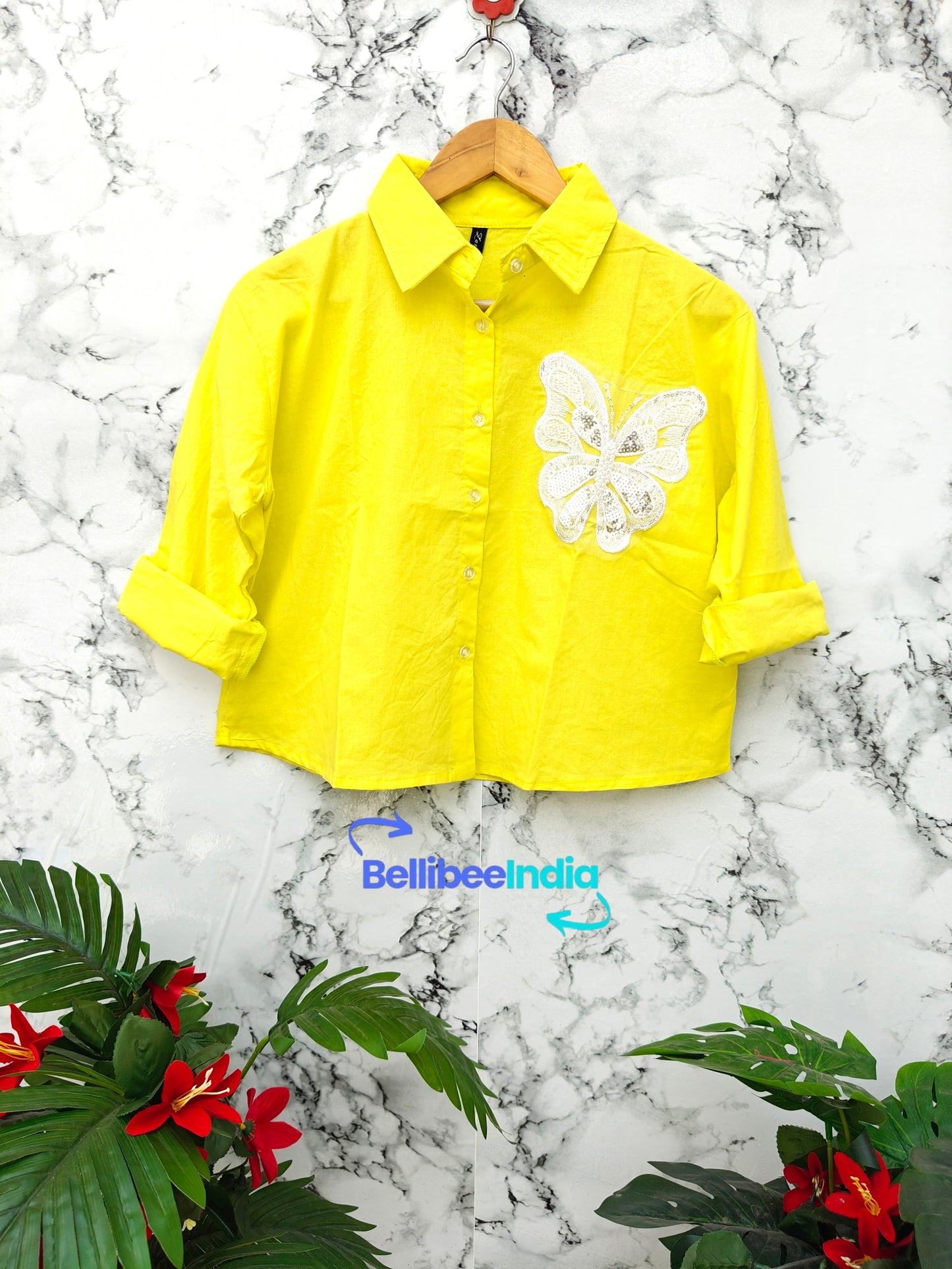 Butterfly patch work crop shirts | Summer look | cotton shirts